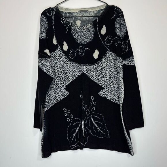 in bed with you Geometric Printed Merino Wool Sweater L - Picture 1 of 5